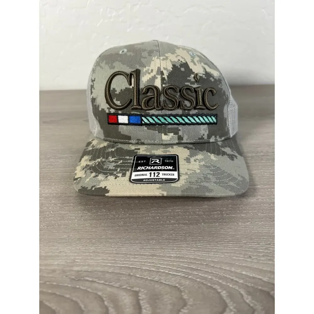 Classic Rope White Gray Camo Snapback‎ Trucker Hat- OSFA- NWT